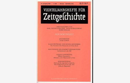 Vierteljahreshefte für Zeitgeschichte. 43. Jahrgang, 4. Heft, Oktober 1995.