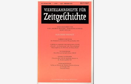 Vierteljahreshefte für Zeitgeschichte. 44. Jahrgang, 2. Heft, April 1996.