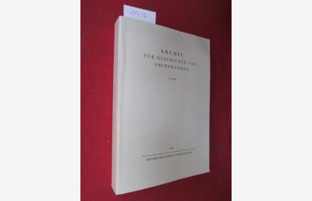 Archiv für Geschichte von Oberfranken; Bd. 62.