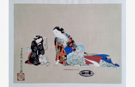 An Upper-Class Geisha With Her Servant by Okamura Masanobu (1686-1764); Reproduktion  - aus Women of Japan, Volume One: Earlier Masters
