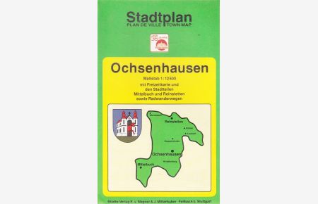 Ochsenhausen Stadtplan Maßstab 1:12500 mit Freizeitkarte und den Stadtteilen Mittelbuch und Rheinstetten sowie Radwanderwegen