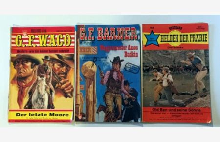 Konvolut 3 Westernromane G. F. Waco + Helden der Prärie + G. F. Barner, Einzelbände, siehe org. Bild  - Band 565/168/485