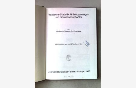 Praktische Statistik für Meteorologen und Geowissenschaftler.