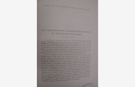 Ein griechisches Komödienbruchstück in dorischer Mundart. Separatdruck aus: Mittheilungen aus der Sammlung der Papyrus Erzherzog Rainer, V. . Bd. (1889).