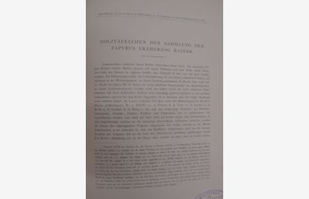 Holztäfelchen der Sammlung der Papyrus Erzherzog Rainer. Separatdruck aus: Mittheilungen aus der Sammlung der Papyrus Erzherzog Rainer, V. . Bd. (1889).