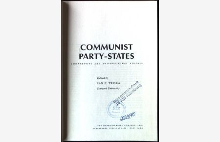 Communist Party-States, Comparative and International Studies