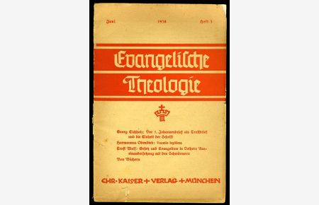 Evangelische Theologie. Heft 3. 1938.