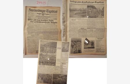 Frankenberger Tageblatt, Bezirks-Anzeiger. 92. Jahrgang, Nrn. 206 -208 (4. - 6. September 1933) * mit eindrucksvollen Bildern vom R e i c h s p a r t e i t a g in Nürnberg