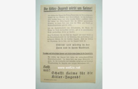 Die Hitler-Jugend wirbt um Heime!