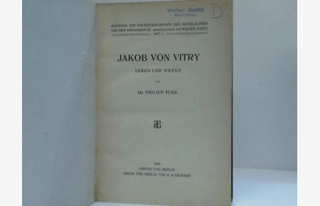Jakob von Vitry. Leben und Werke