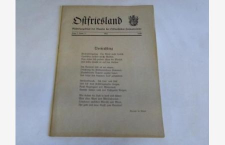 Mitteilungsblatt des Bundes der Ostfriesischen Heimatvereine, Folge 3 Band V. Mai 1940