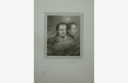 Portrait. Kopfbildnis en face und einem im Profil nach rechts. Kupferstich in Schabkunstmanier (Mezzotinto) von George Maile (1800-1842) nach Louis Girodet-Trioson.