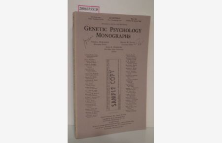 Genetic Psychology Monographs  - Volume 103 * May 1981 * Second Half