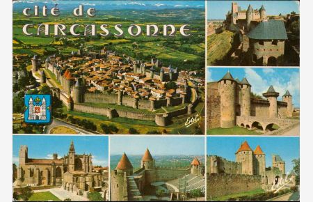 Carcasonne (Aude), Gesamtansicht (Luftbild), Stadtmauern Mehrbildkarte