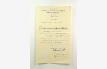 Verleihungsurkunde für „das Militär-Verdienstkreuz III. Klasse mit der Kriegsdekoration III. Klasse“.