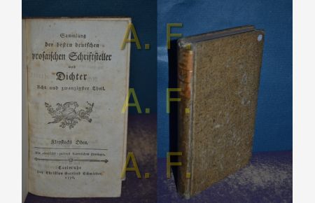 Sammlung der besten deutschen prosaischen Schriftsteller und Dichter / acht und zwanzigster (28. ) Theil: Oden von Klopfstock
