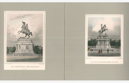 Das Prinz Eugenmonument in Wien. / Das Erzherzog Carl Monument in Wien.