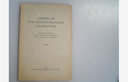 Jahrbuch für Solothurnische Geschichte, 33. Band.