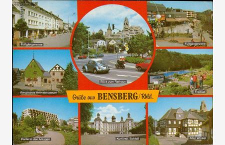 Grüße aus Bensberg/Rhld. , Kurfürstl. Schloß, Freibad, Blick z. Rathaus