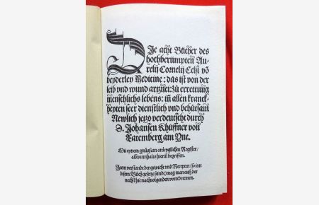 Die acht Bücher des hochberühmten Aurelius Cornelius Celsi von beyderly Medicine. Mainz 1531