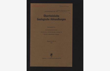 SONDERDRUCK AUS der Oberrheinische Geologische Abhandlungen.   - Jahrgang 14, Hef 1-2.