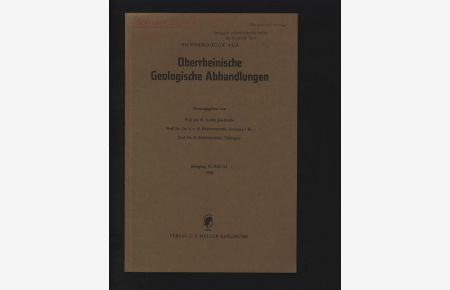 SONDERDRUCK AUS der Oberrheinische Geologische Abhandlungen.   - Jahrgang 12, Hef 1-2.