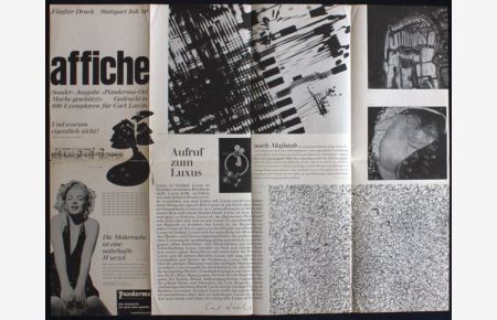 affiche. Fünfter Druck Stuttgart im Juli '60. Sonder-Ausgabe Panderma-Oel Marke geschützt Gedruckt in 800 Exemplaren für Carl Laszlo