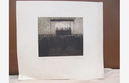 Totenfeier. Radierung auf Büttenpapier, links unten mit *K. F. Langfeldt (19)14 * in Bleistift signiert und datiert, rechts unten vom Künstler mit *Totenfeier * in Bleistift vom Künstler bezeichnet.