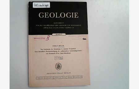 Zur Geochemie des Strontiums in ozeanen Evaporiten unter besonderer Berücksichtigung der sedimentären Coelestinlagerstätte von Hemmelte-West (Süd-Oldenburg).   - GEOLOGIE. ZEITSCHRIFT FÜR DAS GESAMTGEBIET DER GEOLOGIE UND MINERALOGIE SOWIE DER ANGEWANDTEN GEOPHYSIK.