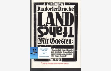 Landschaft mit Gästen. (2. Rixdorfer Gäste Buch).   - Vorzugsausgabe mit vier signierten und nummerierten Holzschnitten und einem typografischen Blatt als Umschlag.