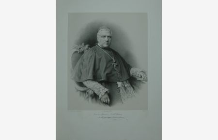 Portrait. Halbfigur in Kardinalstracht. Lithographie auf Chinapapier von Lemoine.