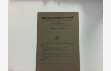 Meteorologische Zeitschrift Band 61, Heft 1. - Januar 1944.
