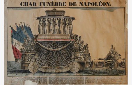 Char Funebre de Napoleon. Altkolorierter Holzschnitt.