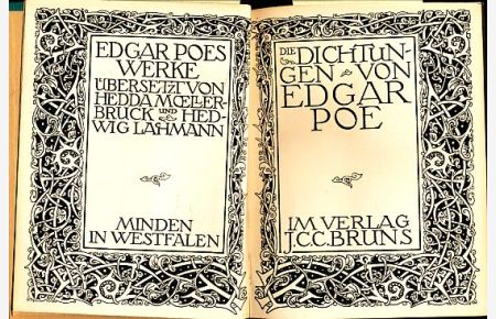 Edgar Poes Werke. 5 Bände (von 6 Bänden).   - Übersetzt von Hedda Moeller-Bruck und Hedwig Lachmann. Buchausstattung Markus Behmer.