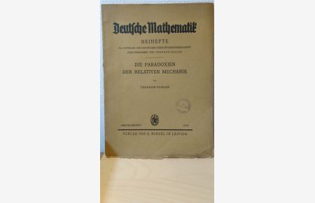 Deutsche Mathematik Beihefte  - Im Auftrage der deutschen Forschungsgemeinschaft Herausgegeben von Theodor Vahlen
