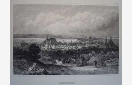 Schleswig. Original Stahlstich. Um ca. 1850. Aus d. Kunstanst. d. Bibl. Inst. im Hildbh. , Blattgröße: ca. 18, 5 x 27 cm.