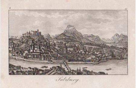 Salzburg. Orig. Kupferstich von Paul Jakob Laminit, 1810.