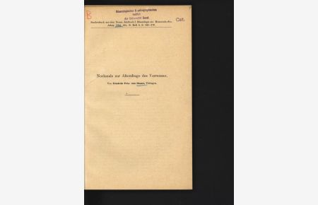 Nochmals zur Altersfrage des Verrucano.   - Sonderdruck aus dem Neuen Jahrbuch f. Mineralogie etc. Monatshefte. Jahrg. 1944. Abt. B. Heft 6. S. 168-170.