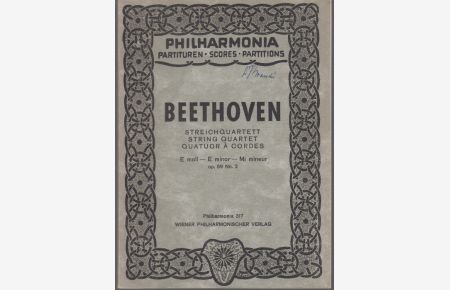 Streichquartett E moll, op. 59, No. 2 (= Philharmonia, No. 317) [Partitur]