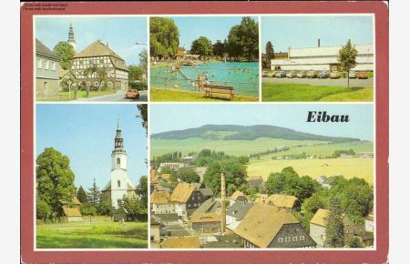 Eibau – Ortsmotiv, Freibad, Kircheverschiedene Ansichten Mehrbildkarte