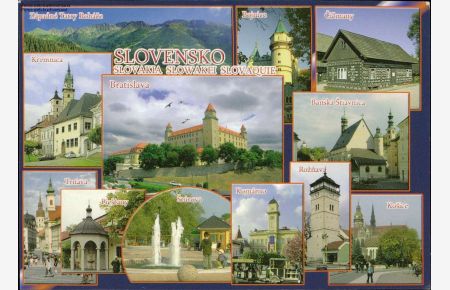 Slowakei, Kremnica, Trnava, Piestany, Sturovo, Komarno, Roznava Mehrbildkarte