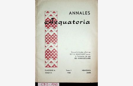 Annales aequatoria RECUEIL HULSTAERT TOME II 1980
