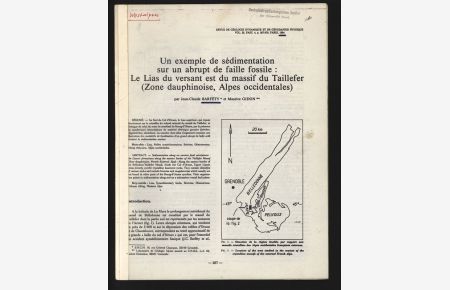 Un exemple de sédimentation sur un abrupt de faille fossile : Le Lias du versant est du massif du Taillefer (Zone dauphinoise, Alpes occidentales).   - Revue de Geologie Dynamique et de Geographie Physique, Vol. 25, Fasc. 4, p. 267-276, Paris, 1984.