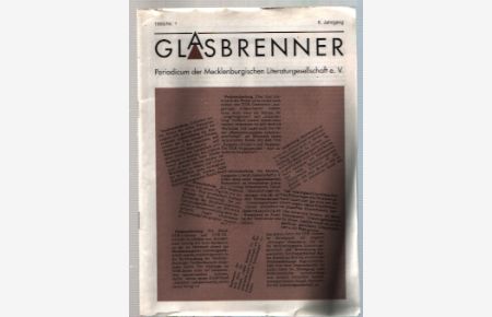 Glasbrenner Nr. 1 / 1995 6. Jahrgang Periodicum der Mecklenburgischen Literaturgesellschaft Neubrandenburg