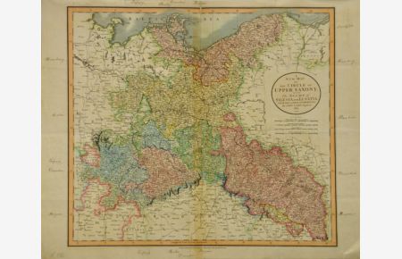 A New Map of The Circle of Upper Saxony, with The Duchy of Silesia and Lusatia. [1801]. [Kolorierter Original Kupferstich / colored original copper engraving].