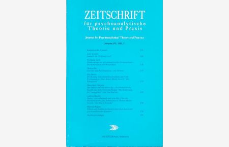 Zeitschrift für psychoanalytische Theorie und Praxis. Jahrgang VIII, 1993, 2.   - Journal for Psychoanalytical Theory and Practise.