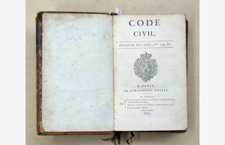 [Priv. Rückentitel: Les cinq codes. Edition officielle 1816]. [5 Teile in 1 Bd. ].