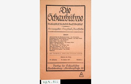 Walzer. (in : Die Schaubühne. Wochenschrift für Politik, Kunst, Wirtschaft. Hrsg. von Siegfried Jacobson. XIII. Jg. , Nr. 4 vom 25. Januar 1917)