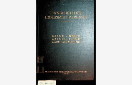 Handbuch der Experimentalphysik Band 9 1. Teil