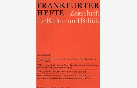 Heft 10. 18. Jg. ; Frankfurter Hefte. Zeitschrift für Kultur und Politik.